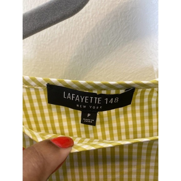 Lafayette 148 New York Margarita Ithaca Gingham Mini Check Blouse Size P (0-2) - Picture 4 of 7